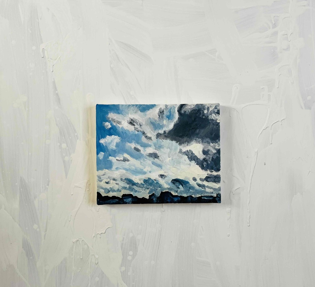 油彩画 原画「近所の風景 その3」アート 絵画 22×27㎝ F3 キャンバス