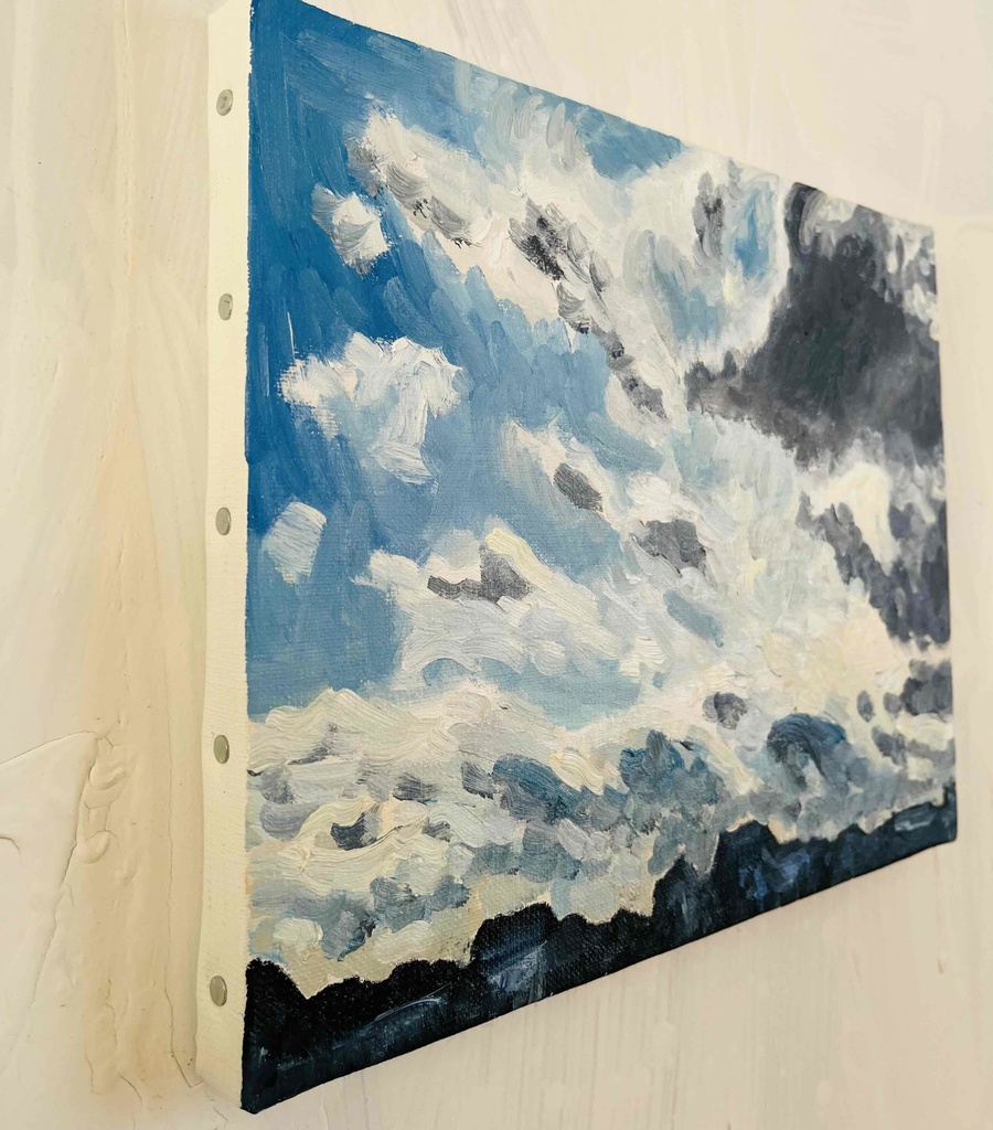 油彩画 原画「近所の風景 その3」アート 絵画 22×27㎝ F3 キャンバス