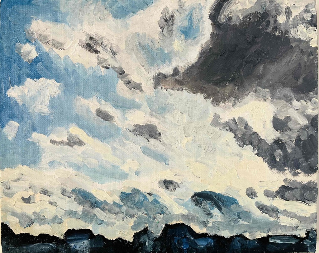 油彩画 原画「近所の風景 その3」アート 絵画 22×27㎝ F3 キャンバス