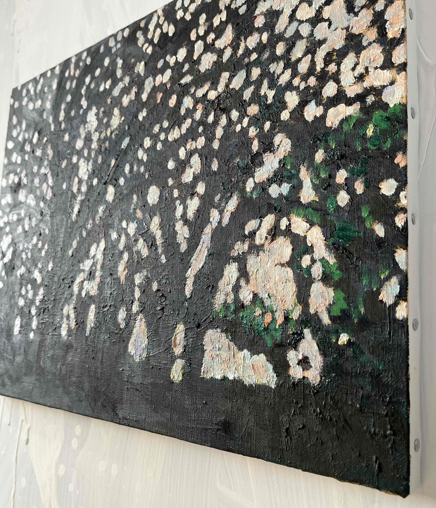 油彩画 原画「キラメク木漏れ日」アート 絵画 32×41㎝ F6 キャンバス