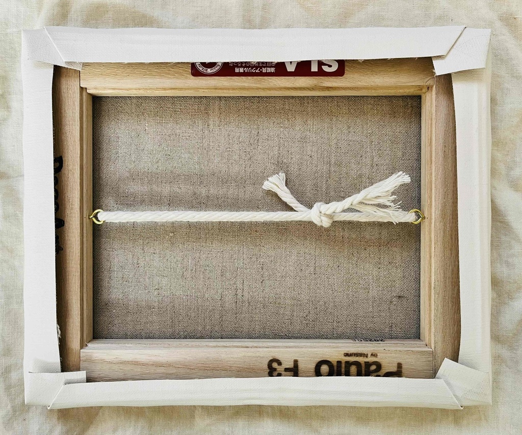 油彩画 原画「民家とジャイアントクラウド」アート 絵画 22×27㎝ F3 キャンバス