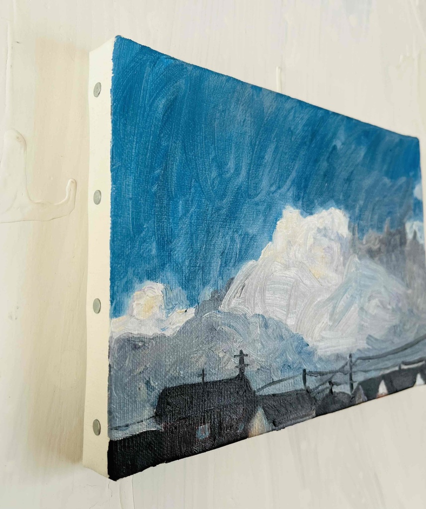 原画 油彩画「朝雲」絵画・アート・キャンバス・サムホールサイズ(16×23㎝)