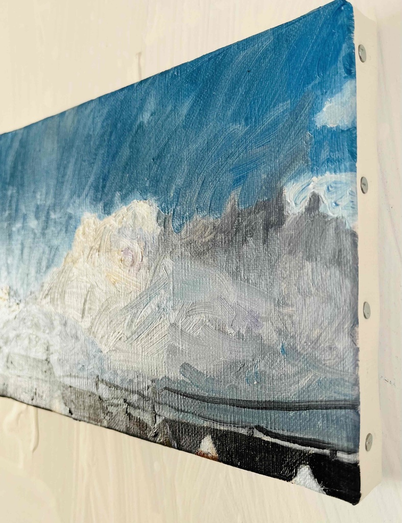 原画 油彩画「朝雲」絵画・アート・キャンバス・サムホールサイズ(16×23㎝)