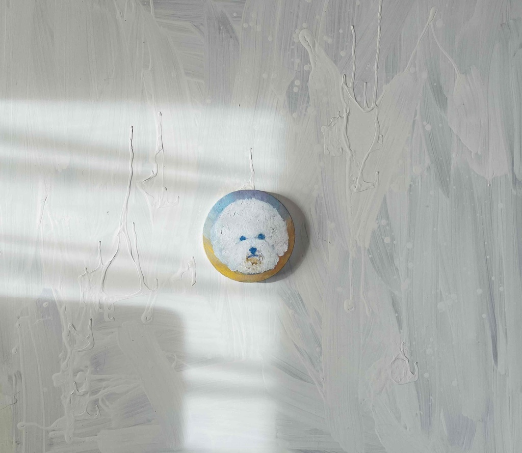 油彩 絵画 『ビジョンフリーゼの肖像20261』原画 丸形アートパネル 直径15cmインテリア 絵画