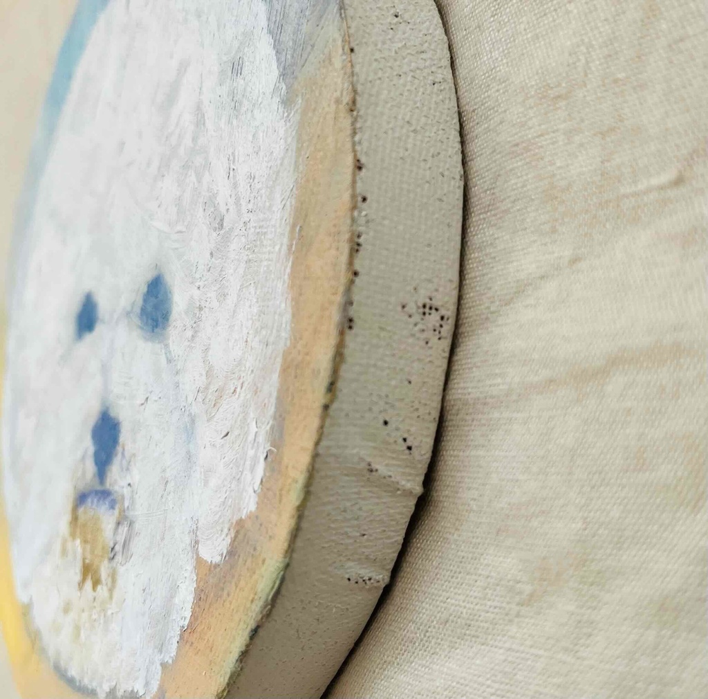 油彩 絵画 『ビジョンフリーゼの肖像20261』原画 丸形アートパネル 直径15cmインテリア 絵画