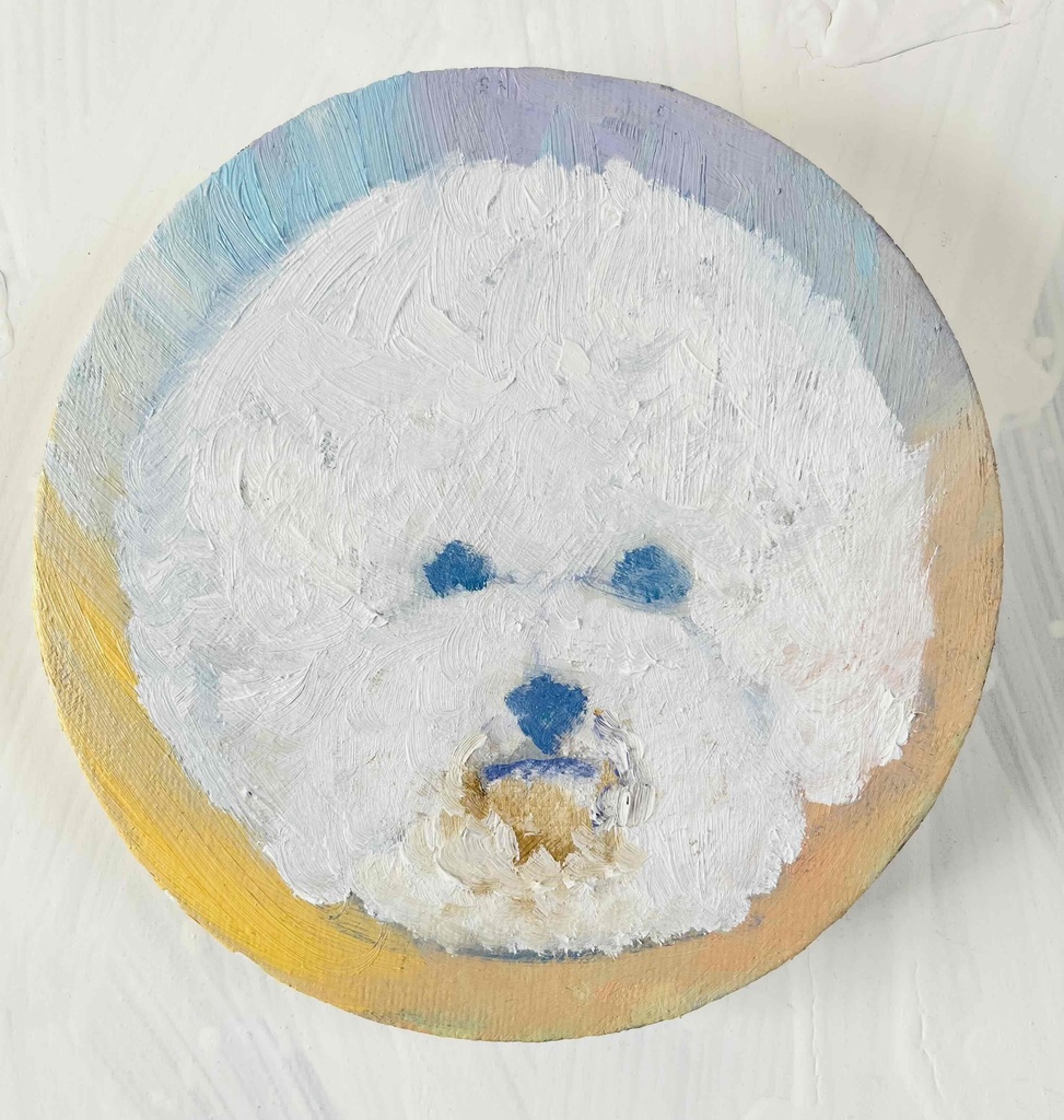 油彩 絵画 『ビジョンフリーゼの肖像20261』原画 丸形アートパネル 直径15cmインテリア 絵画