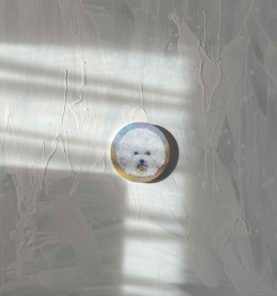 油彩 絵画 『ビジョンフリーゼの肖像20261』原画 丸形アートパネル 直径15cmインテリア 絵画