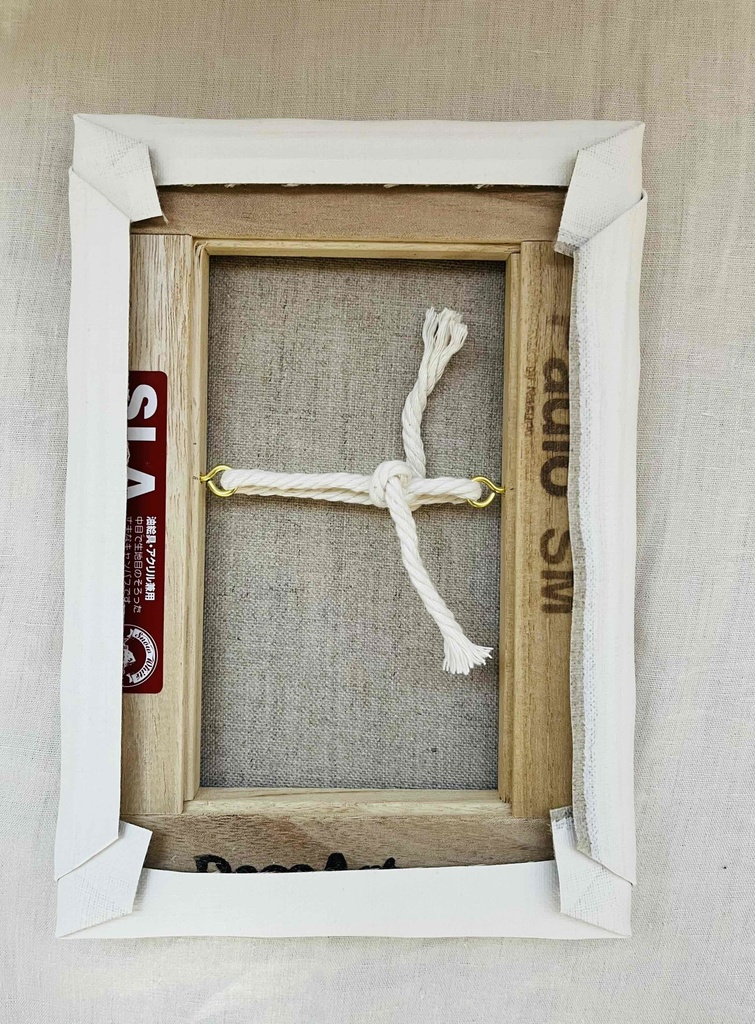 原画 油彩画「バイオレット色の海」絵画・アート・キャンバス・サムホールサイズ(16×23㎝)