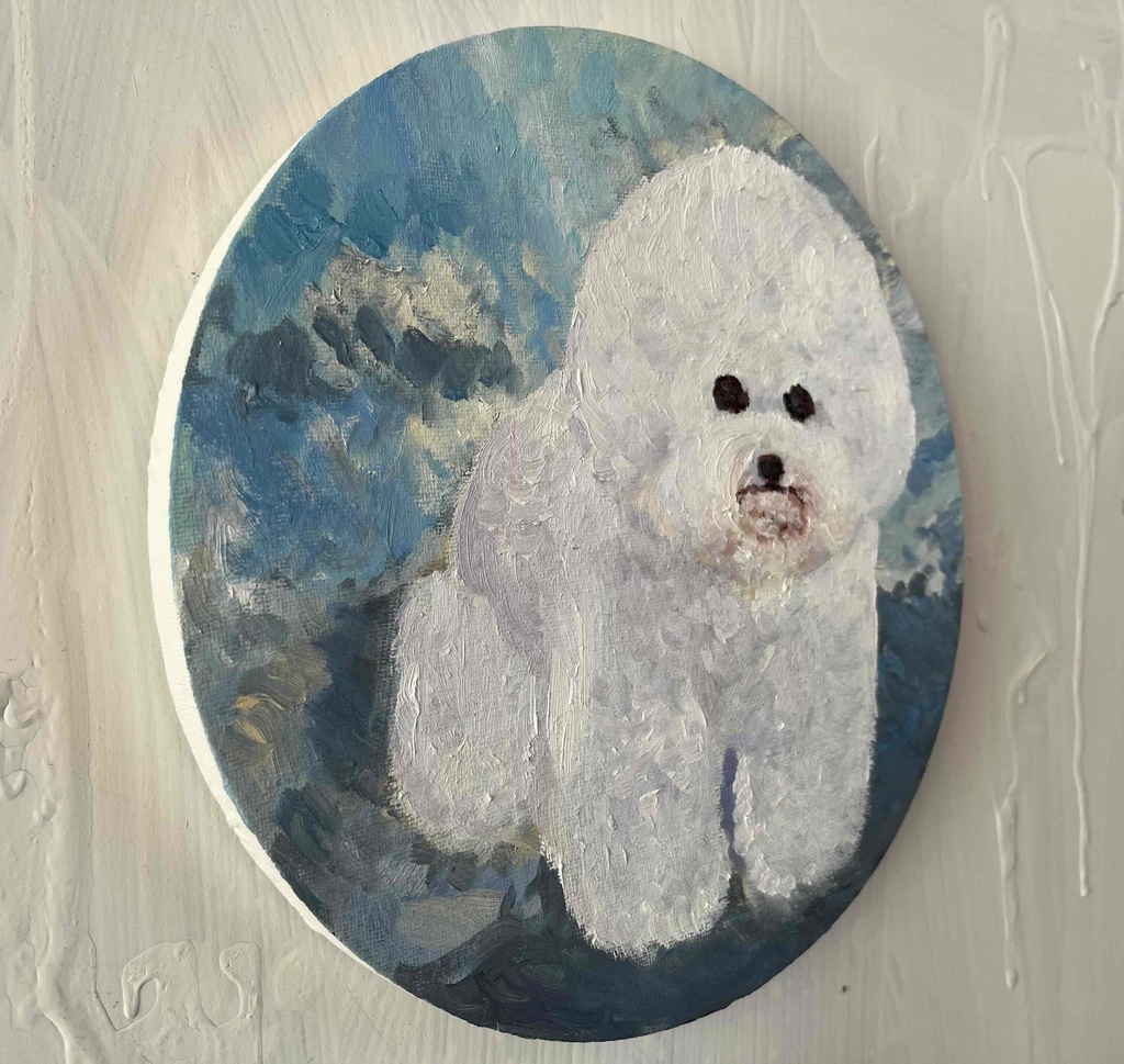 絵画 『ビジョンフリーゼ全身像20261』油彩 原画 丸形アートパネル 直径25cmインテリア 絵画