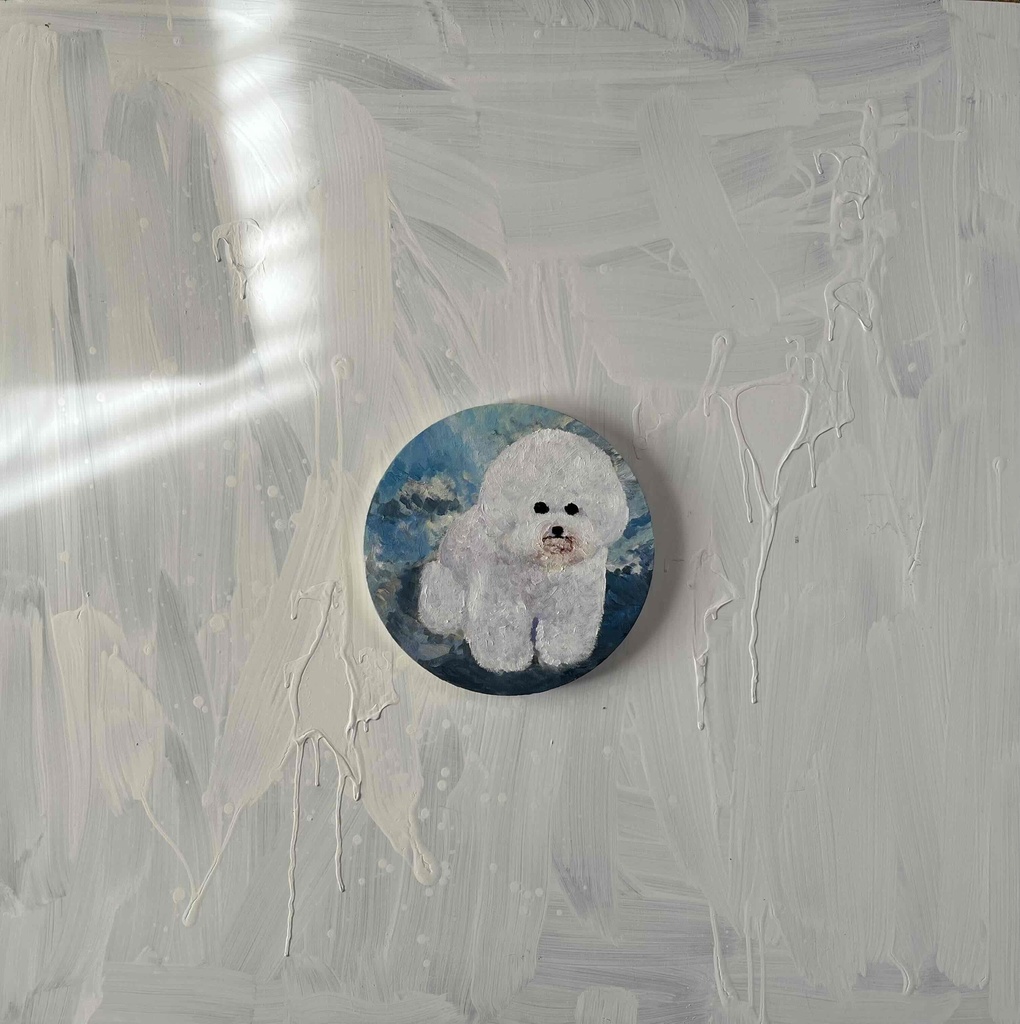 絵画 『ビジョンフリーゼ全身像20261』油彩 原画 丸形アートパネル 直径25cmインテリア 絵画