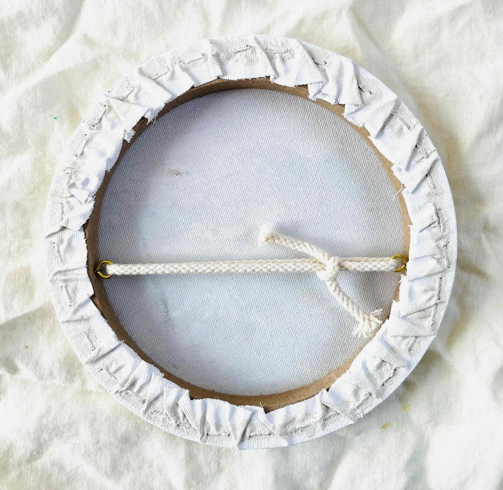 絵画 『ペロ』原画 油彩 直径20cm 犬 DOG 絵画 丸形アートパネル