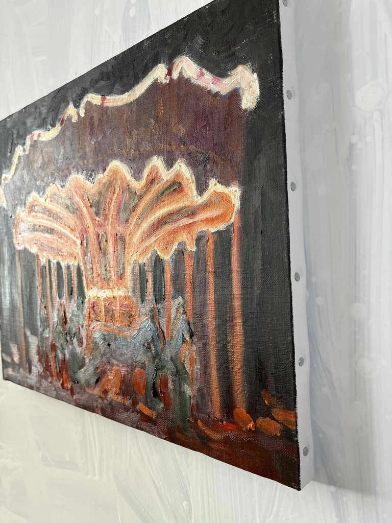 油彩画 「夜のメリーゴーランド7」|アート 絵画 原画 32×41cm F6 キャンバス