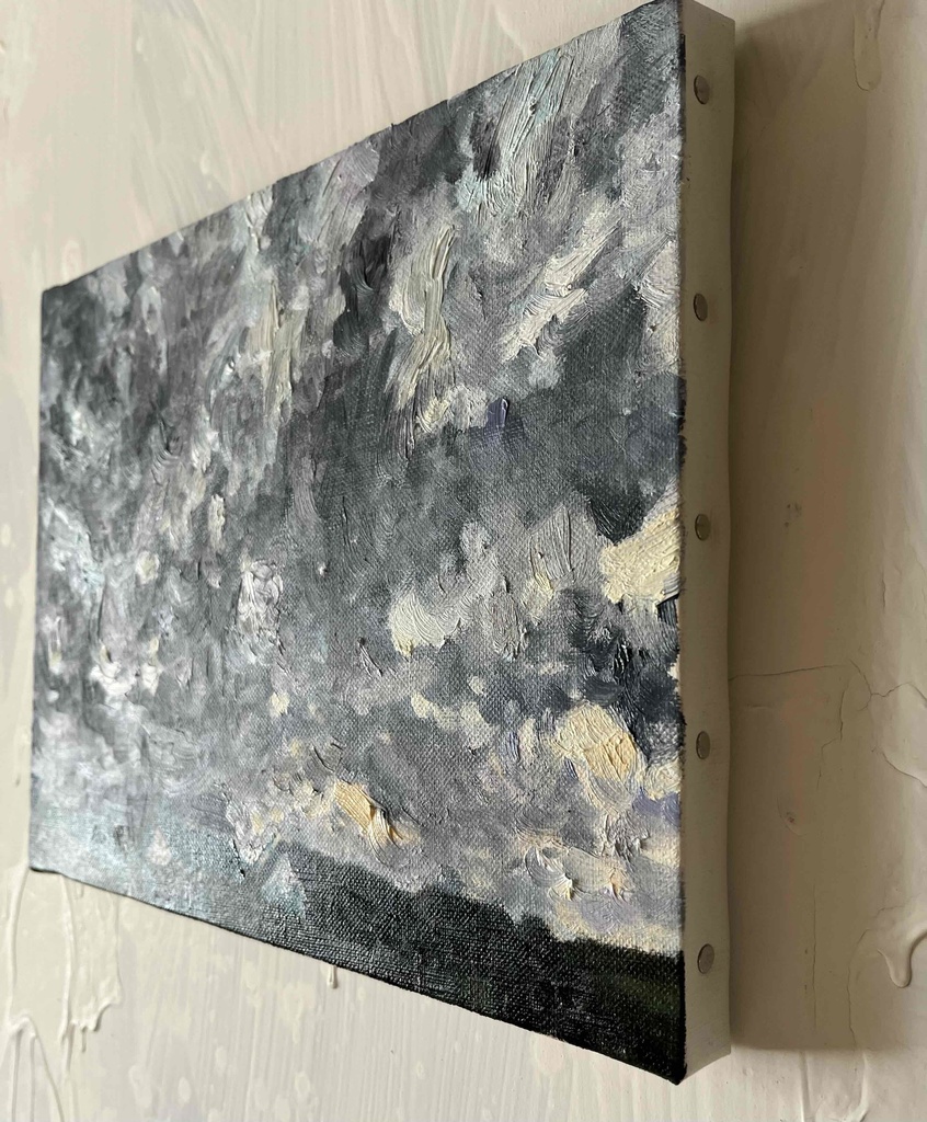 油彩画 原画「近所の風景 空 20262」アート 絵画 22×27㎝ F3 キャンバス