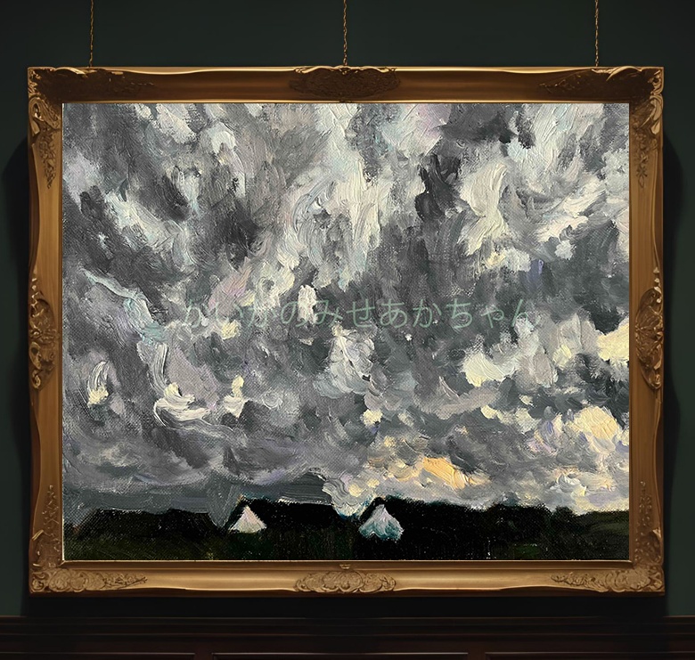 原画・油彩「近所の風景 空 20262」絵画・F3( 22×27㎝)アート・キャンバス
