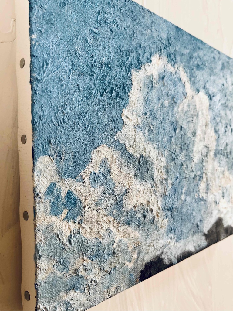 油彩画 原画「空と公園の木」アート 絵画 22×27㎝ F3 キャンバス