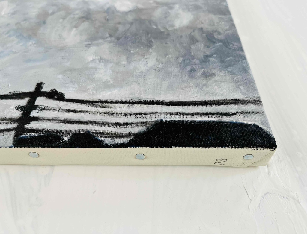 油彩画 原画「近所の風景」絵画 P8(33×46㎝)アート キャンバス