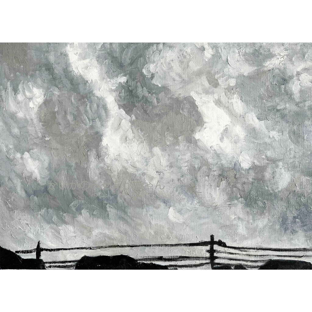原画・油彩「近所の風景」絵画 ・P8（33×46㎝）アート・キャンバス