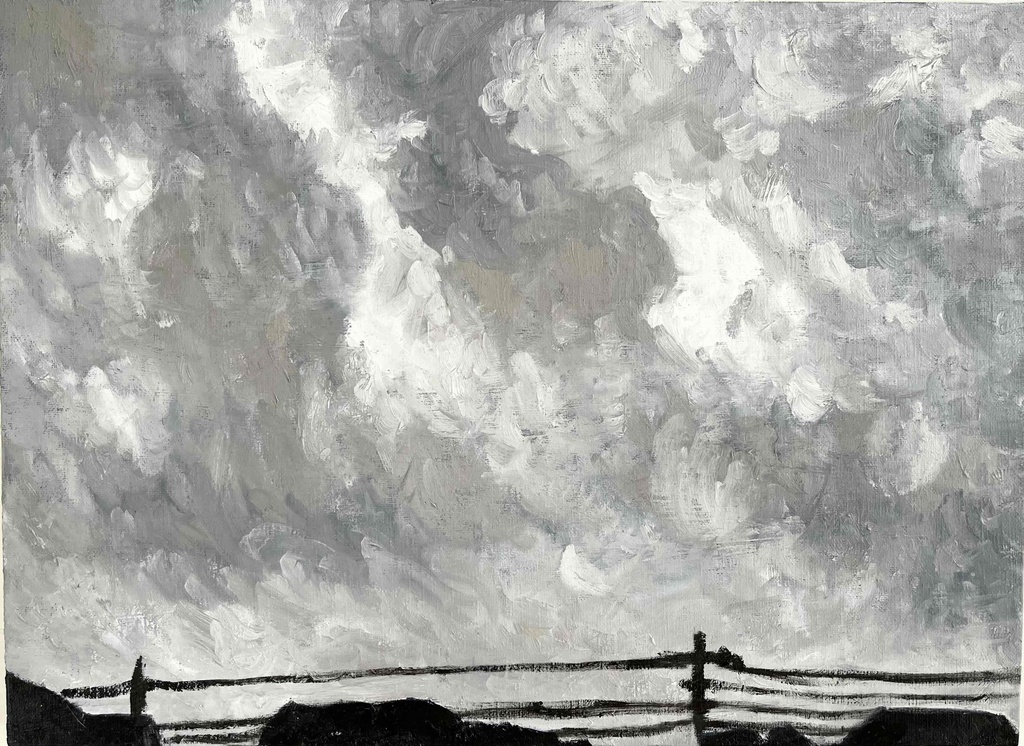 油彩画 原画「近所の風景」絵画 P8(33×46㎝)アート キャンバス