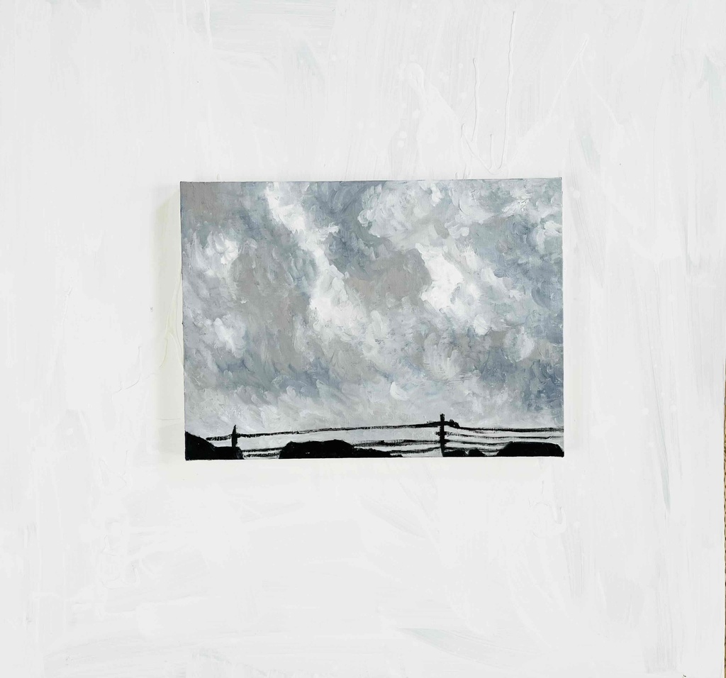 油彩画 原画「近所の風景」絵画 P8(33×46㎝)アート キャンバス
