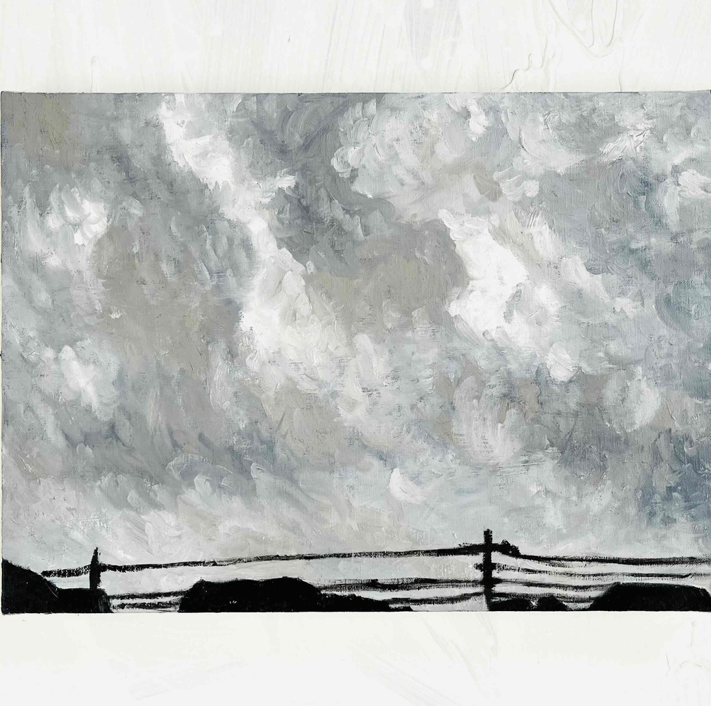油彩画　原画「近所の風景」絵画 P8（33×46㎝）アート 　キャンバス