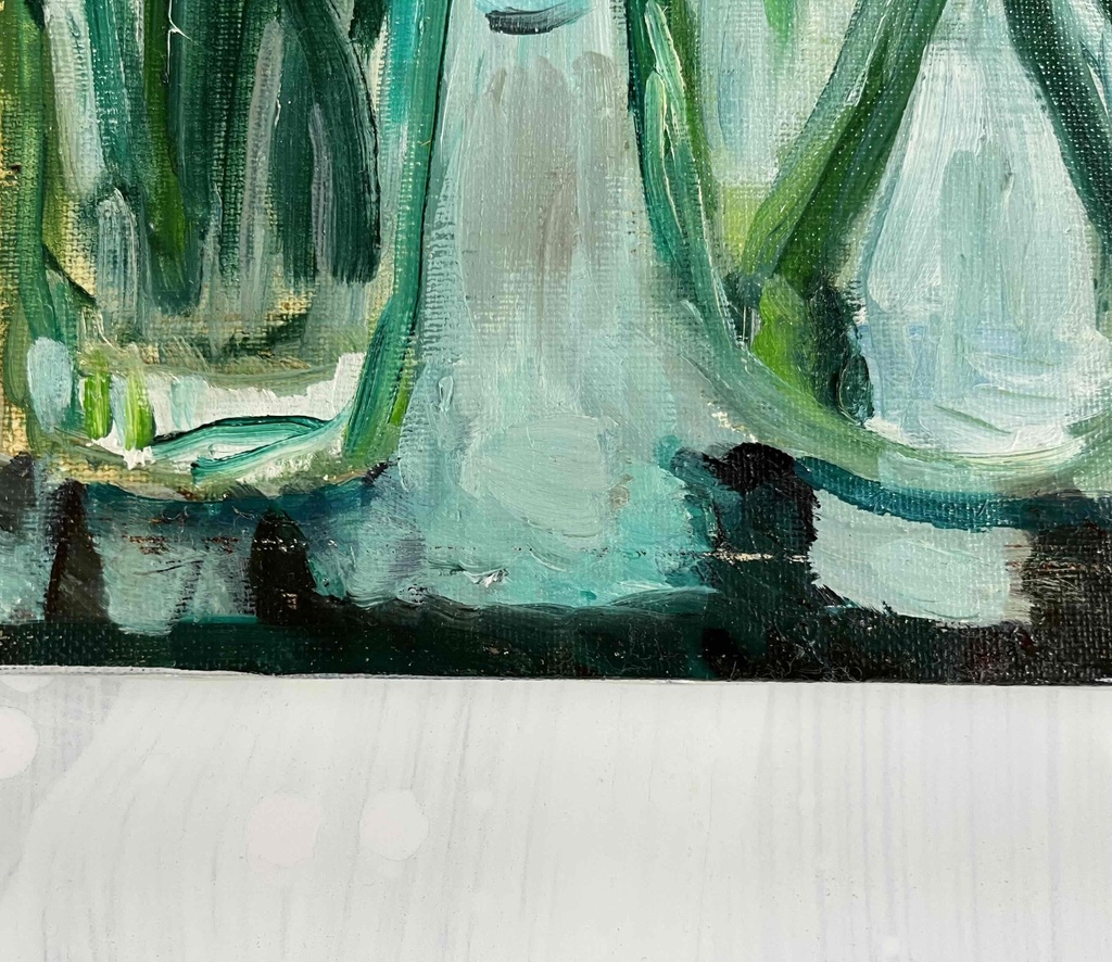 油彩・原画「窓辺の花瓶」絵画 F8(38×46㎝)アートキャンバス