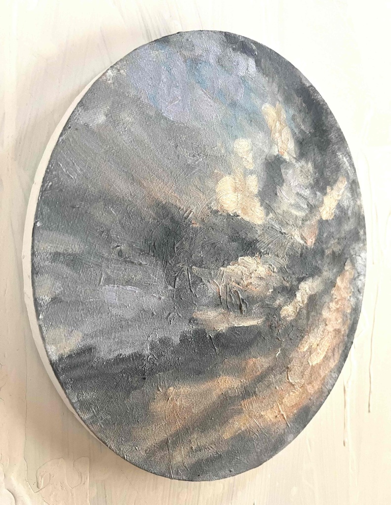 油彩・原画 『空 20265』絵画 直径30cm 丸形キャンバス