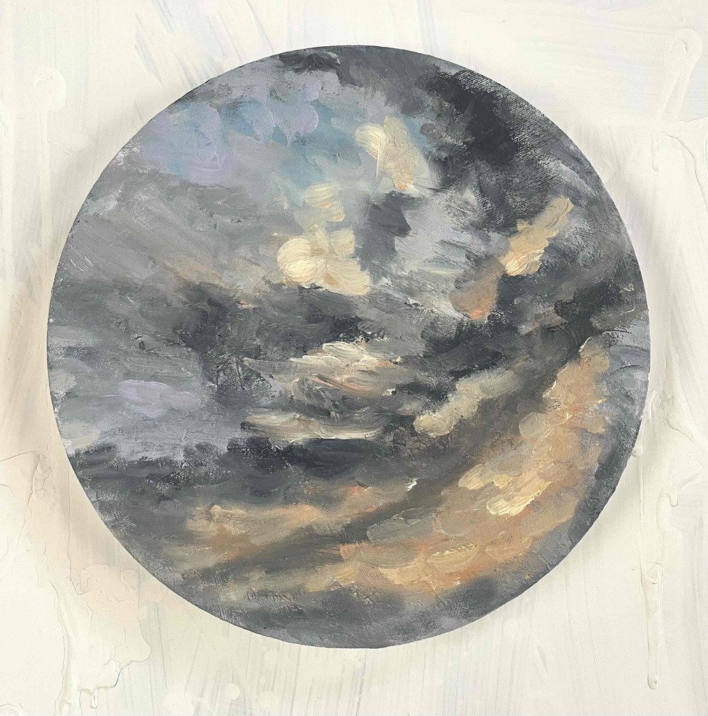 油彩・原画 『空　20265』絵画 直径30cm 丸形キャンバス