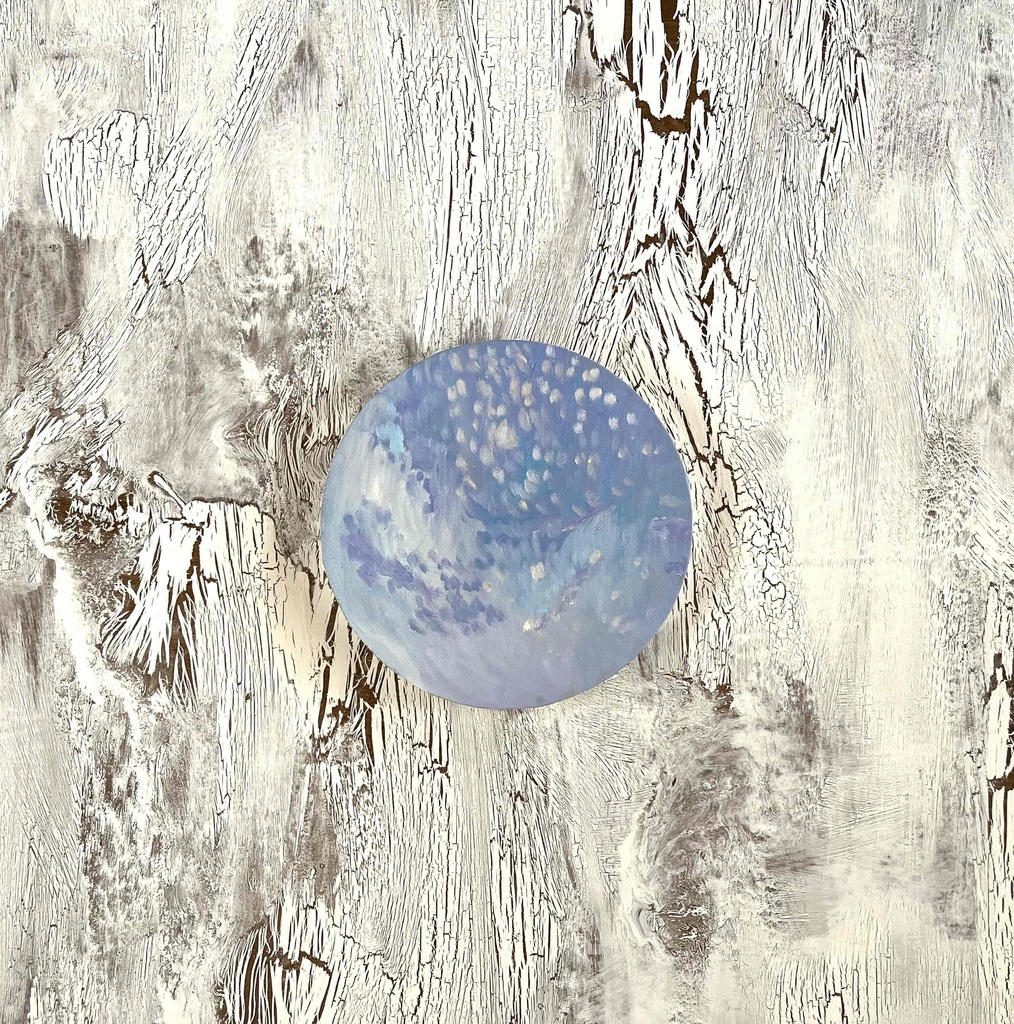 油彩・原画 『 優しい空 20266 』絵画 直径20cm 丸形アートキャンバス