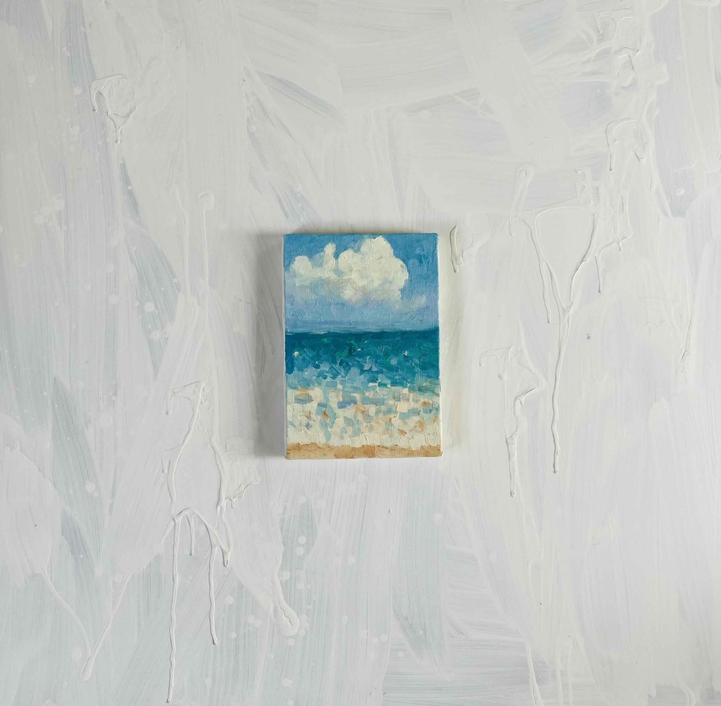 原画 油彩「朝の海 20266」絵画・サムホールサイズ (16×23㎝)アート・キャンバス