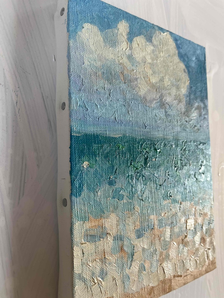 原画 油彩「朝の海 20266」絵画・サムホールサイズ (16×23㎝)アート・キャンバス