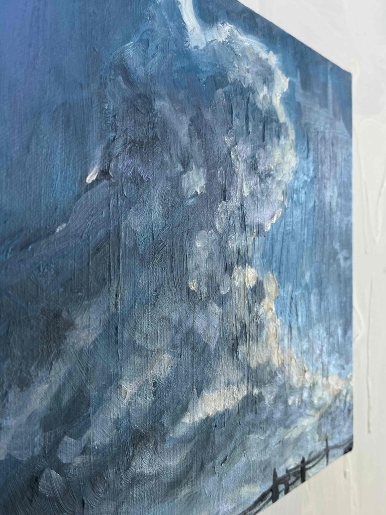 原画・油彩「積乱雲」アート 絵画 S3(27㎝角) キャンバス