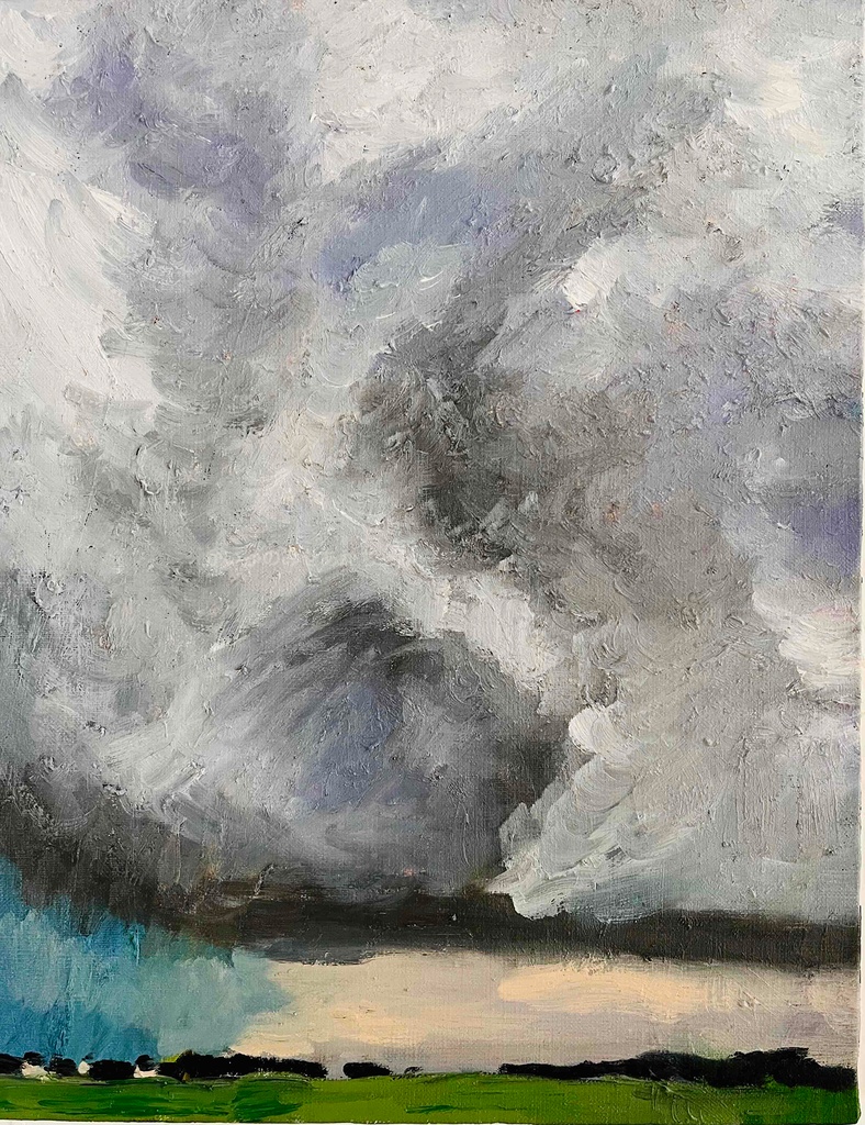 原画・油彩「田園と空 2026613」絵画 F6(32×41㎝)アート・キャンバス