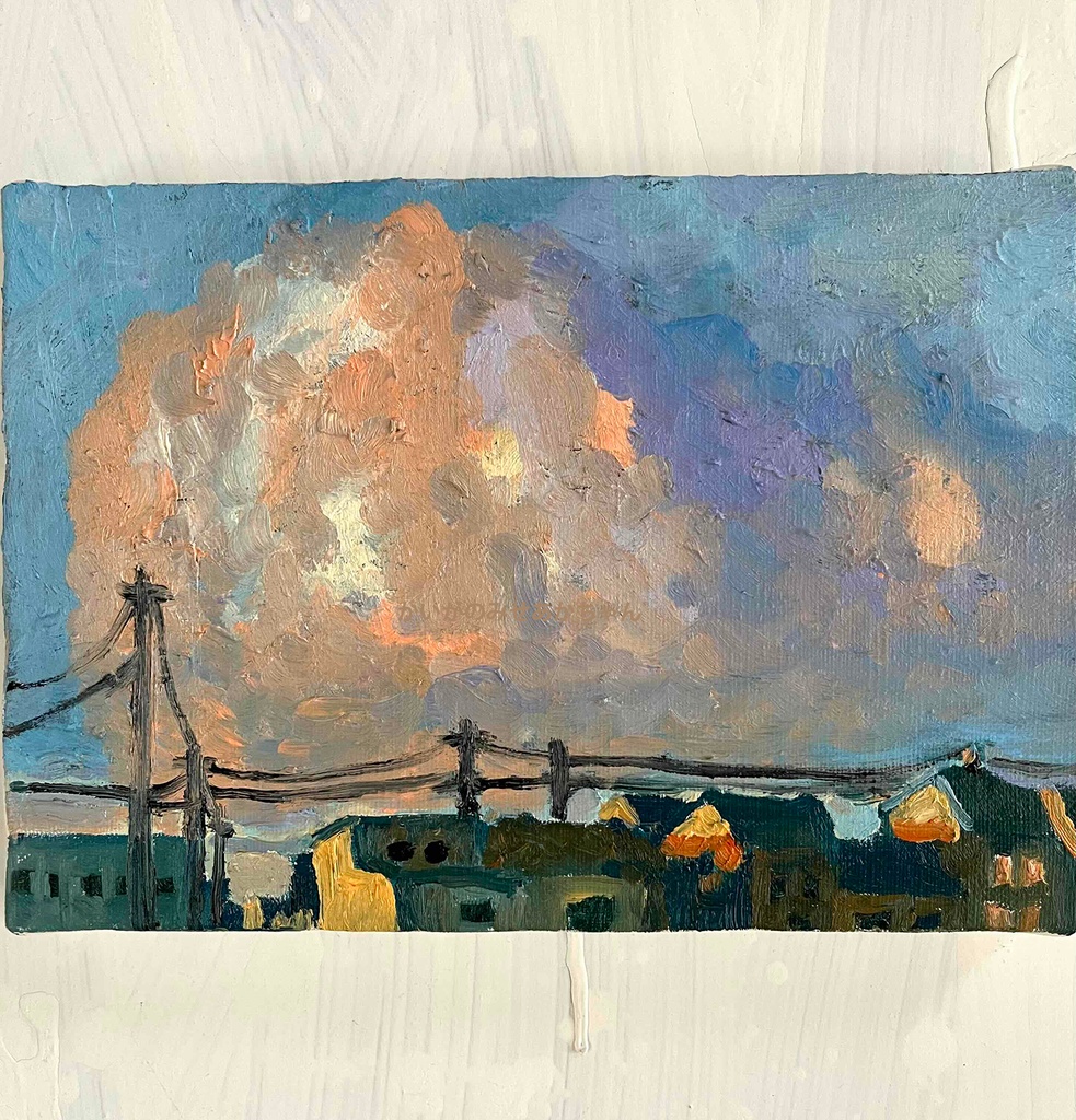 原画「朝の風景 2026613」絵画・サムホールサイズ (16×23㎝)アート・キャンバス