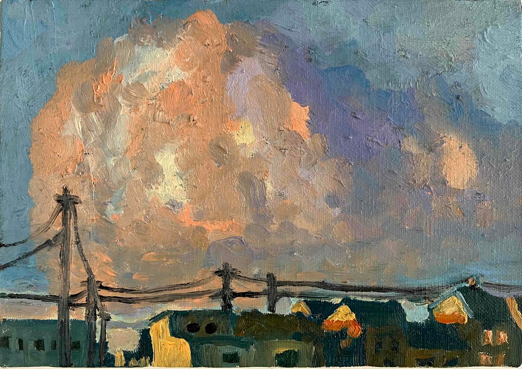 原画「朝の風景 2026613」絵画・サムホールサイズ (16×23㎝)アート・キャンバス