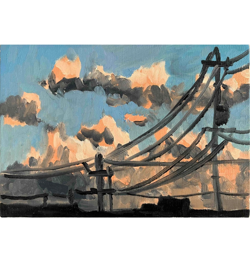 原画　油彩「朝の風景　2026613-2」絵画・サムホールサイズ （16×23㎝）アート・キャンバス