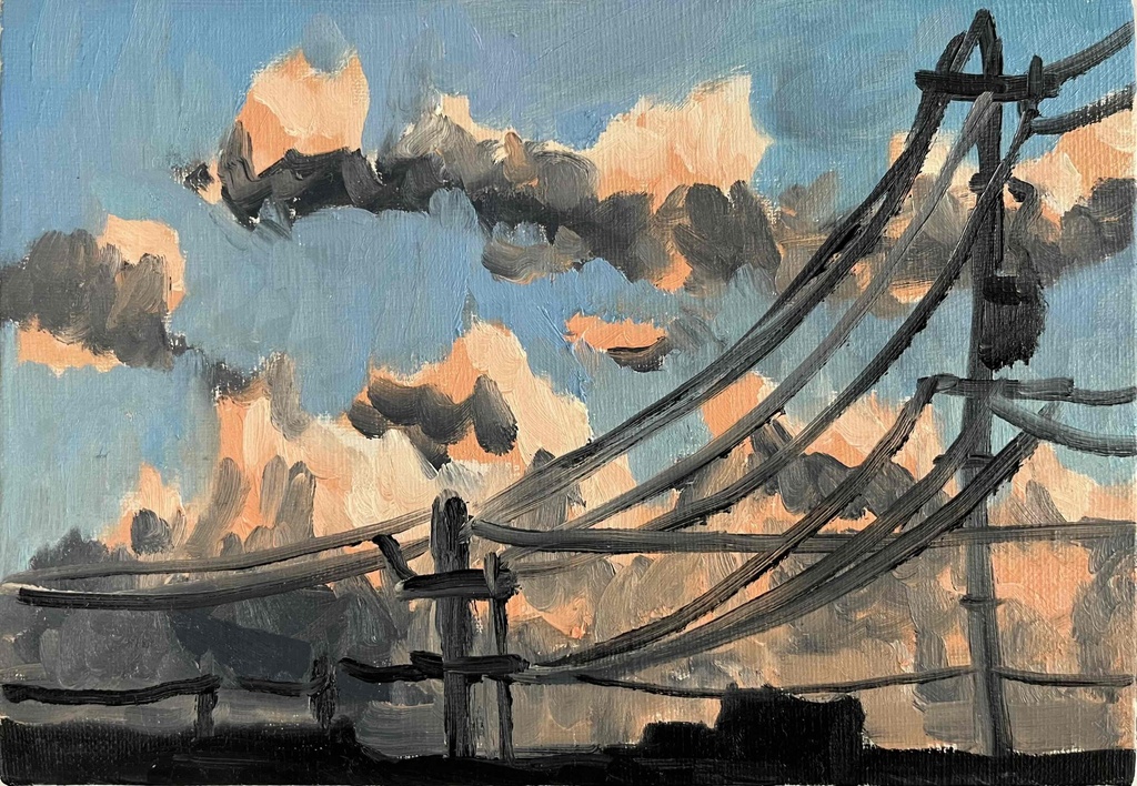 原画 油彩「朝の風景 2026613-2」絵画・サムホールサイズ (16×23㎝)アート・キャンバス