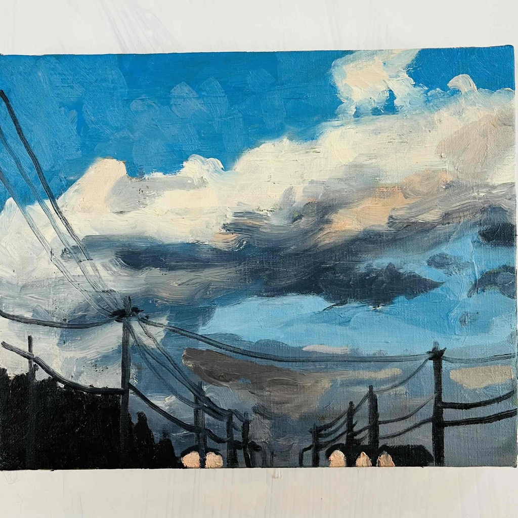 原画・油彩「近所の風景　2026617」アート・絵画 ・F3（22×27㎝ ）キャンバス
