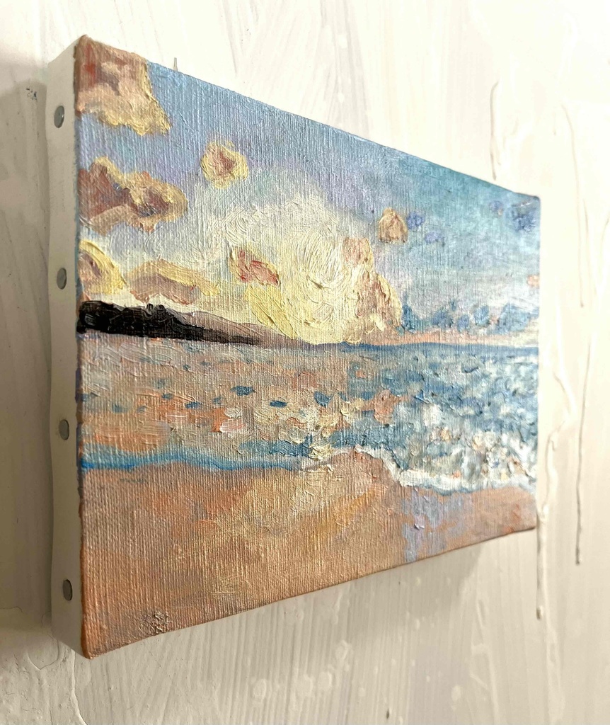 原画 油彩「朝の海 20266」絵画・サムホール(16×23㎝)アート・キャンバス