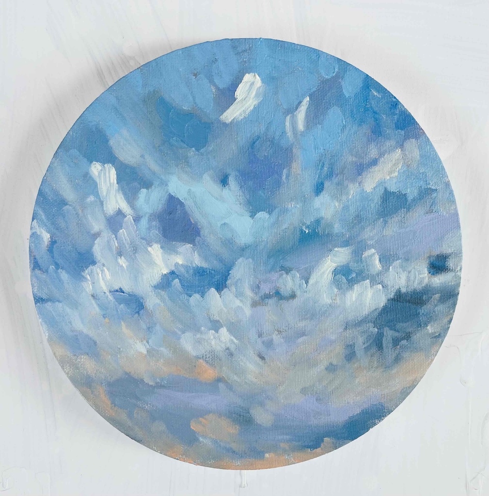 原画・油彩 『 朝空 20260709』絵画・ 直径25cm・アート・丸形キャンバス