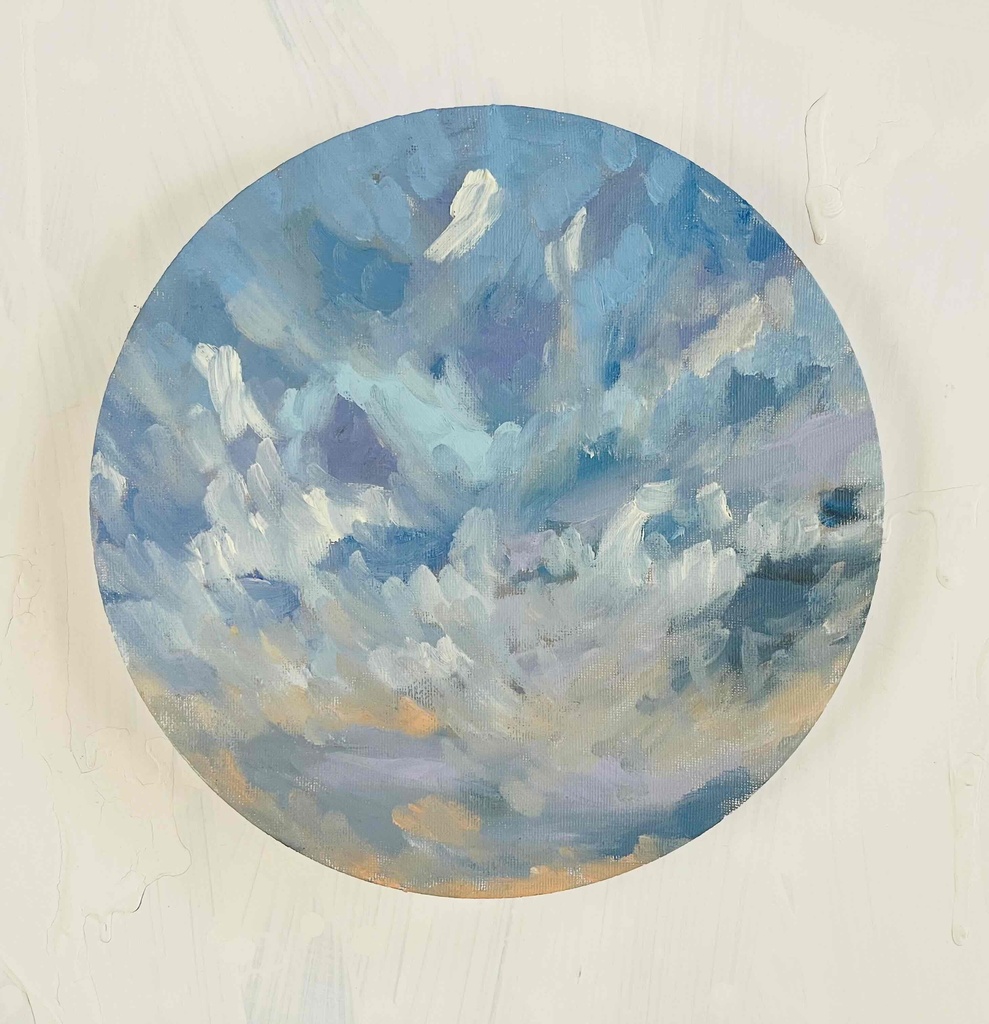 原画・油彩 『 朝空 20260709』絵画・ 直径25cm・アート・丸形キャンバス