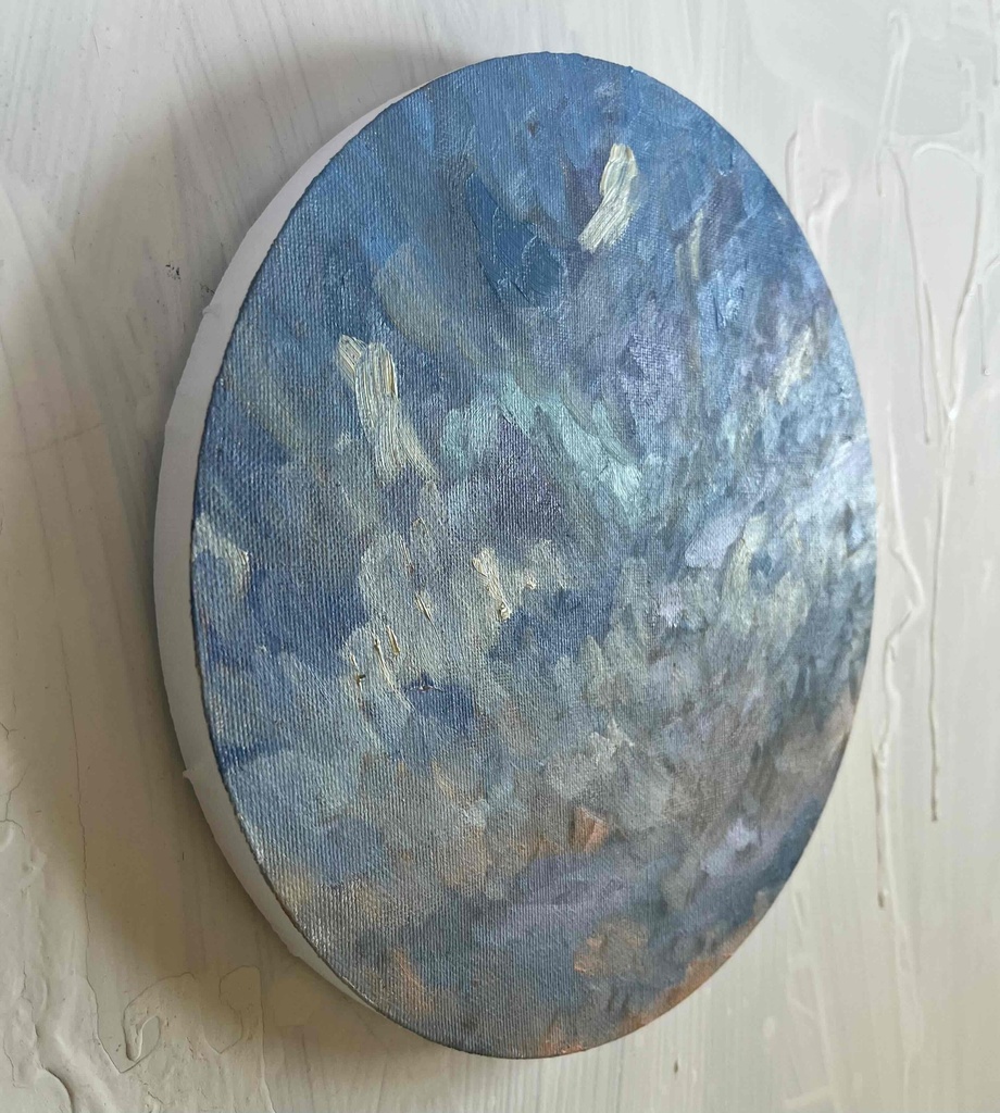 原画・油彩 『 朝空 20260709』絵画・ 直径25cm・アート・丸形キャンバス