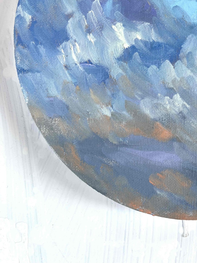 原画・油彩 『 朝空 20260709』絵画・ 直径25cm・アート・丸形キャンバス