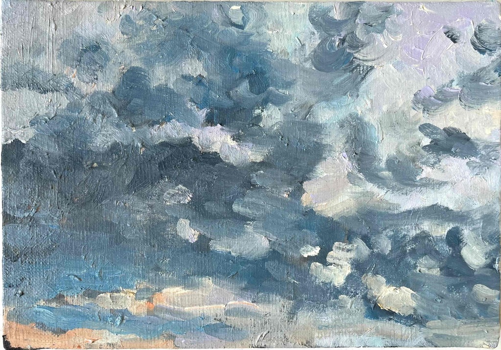 原画 油彩「朝空 20260710」絵画・サムホールサイズ (16×23㎝)アート・キャンバス