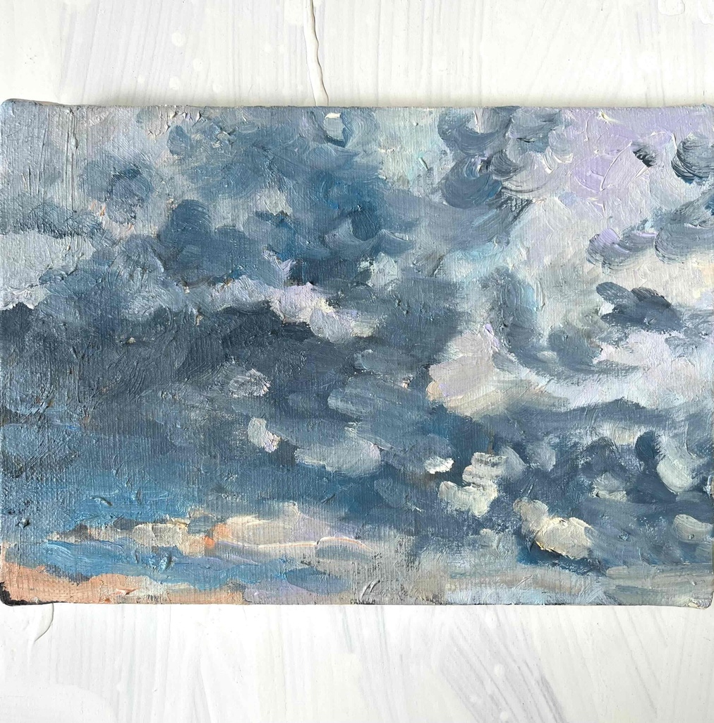 原画 油彩「朝空 20260710」絵画・サムホールサイズ (16×23㎝)アート・キャンバス