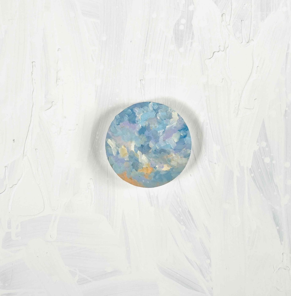 原画・油彩 『 朝空 20260711』絵画・ 直径15cm・アート・丸形キャンバス