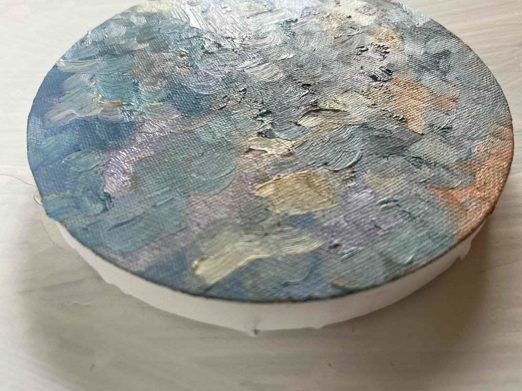 原画・油彩 『 朝空 20260711』絵画・ 直径15cm・アート・丸形キャンバス