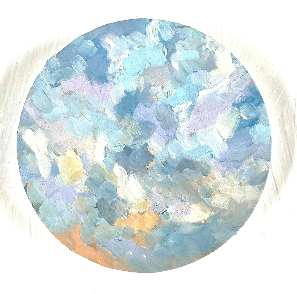 原画・油彩 『 朝空 20260711』絵画・ 直径15cm・アート・丸形キャンバス