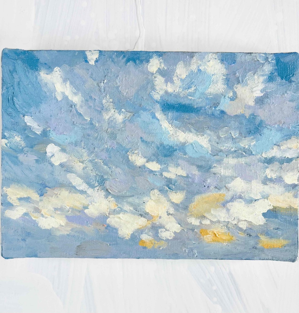 原画　油彩「朝空　20260714」絵画・サムホールサイズ （16×23㎝）アート・キャンバス