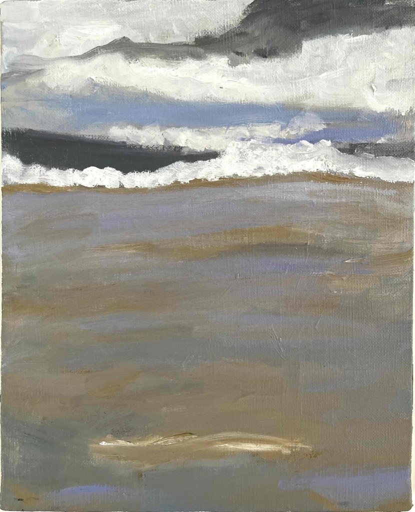 原画・油彩「波打ち際」絵画 ・F3(22×27㎝ )アート・キャンバス