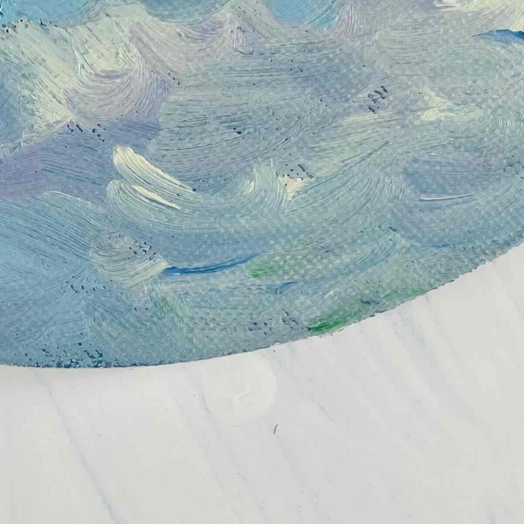 原画・油彩 『 朝空 20260816』絵画・ 直径20cm・アート・丸形キャンバス